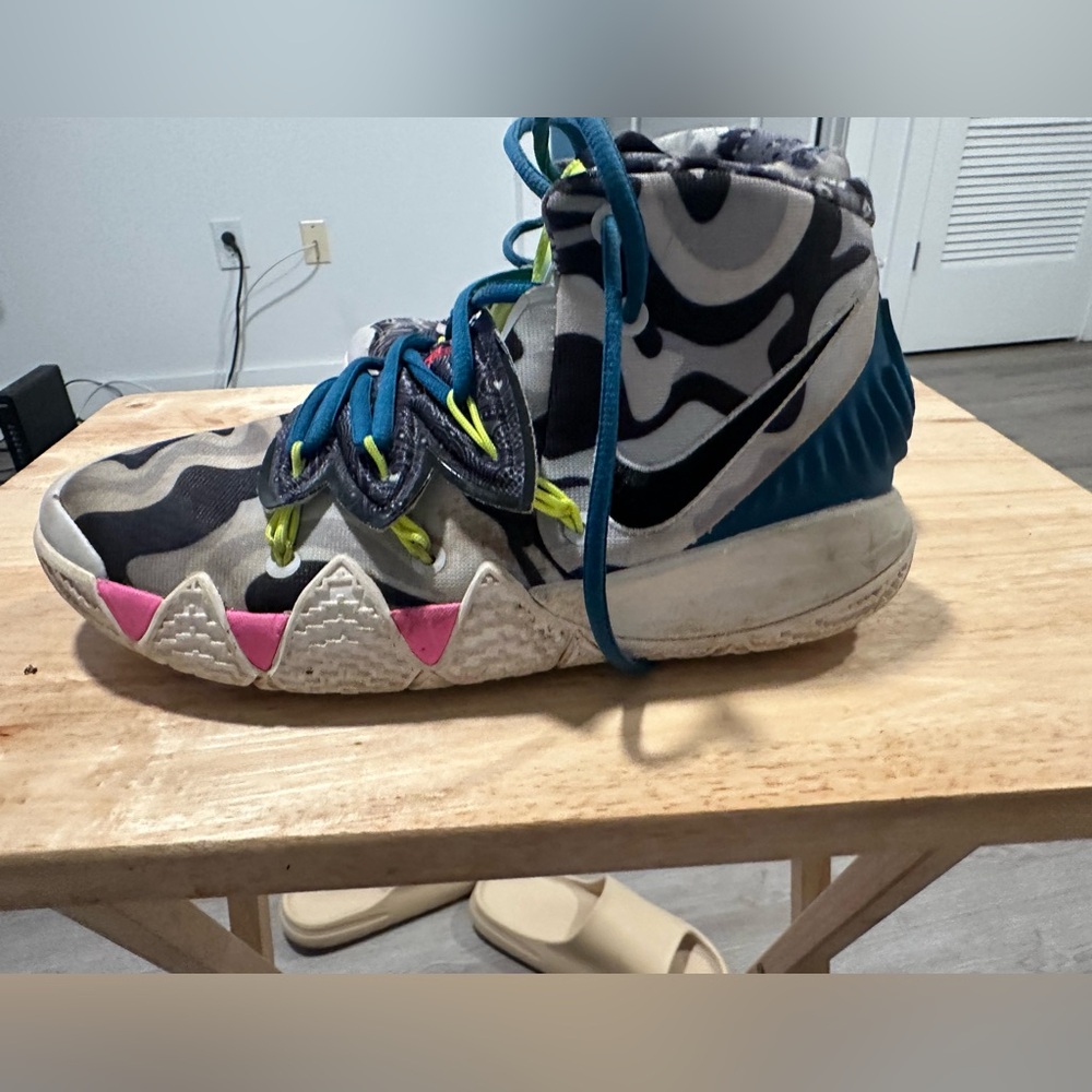 Nike Kids Sneakers with Pink, Blue, and Black Camouflage